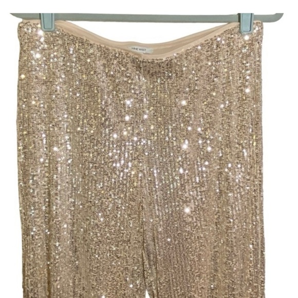 Nine West Silver Sequin Wide Leg Pants - Picture 6 of 10